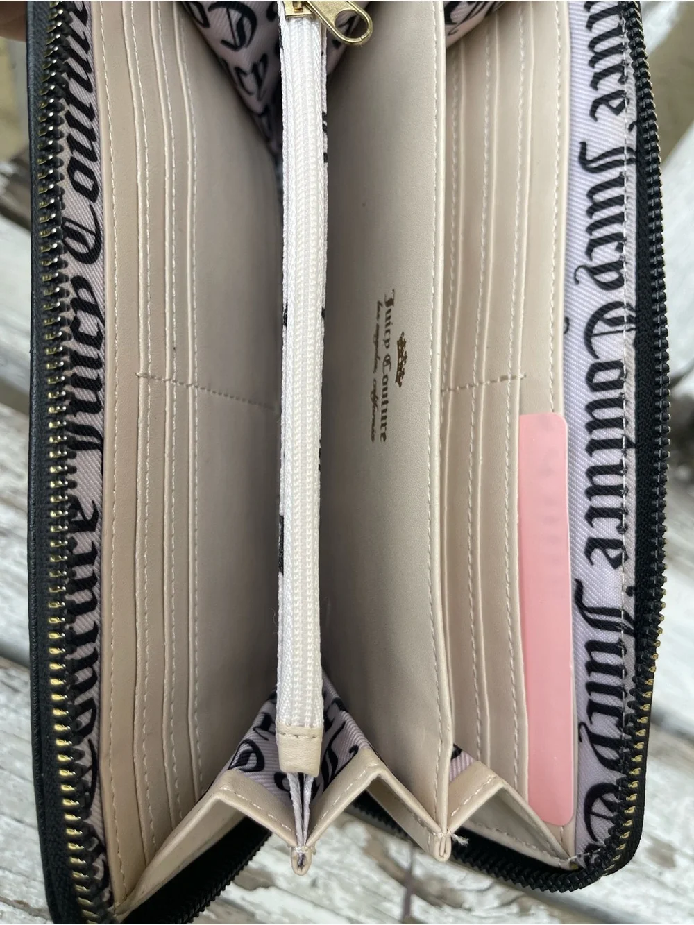 Juicy Couture Black Faux Leather Zip-Around Wallet